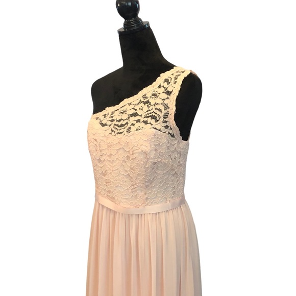 David’s Bridal One Shouldered Pink Gown size 10 - Picture 7 of 14